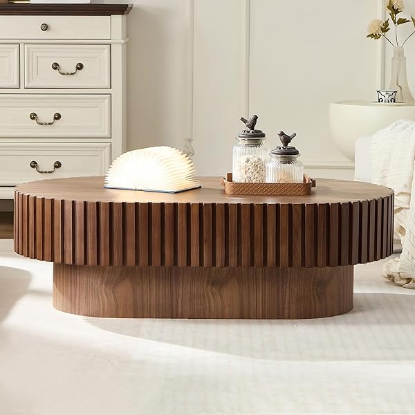 Handcrafted Fluted Pedestal Coffee Table