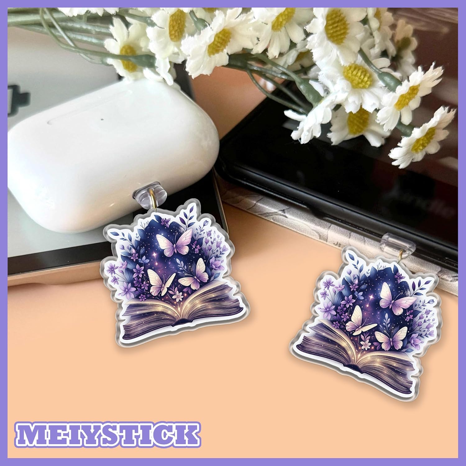 Fantasy Butterfly Book Dust Plug Charm, Kindle Charm, Acrylic Dust Plug Charms Type C or Lightning, Kindle Accessories Charms, Reading Lovers Gifts for Book Lovers (Lightning) image 2