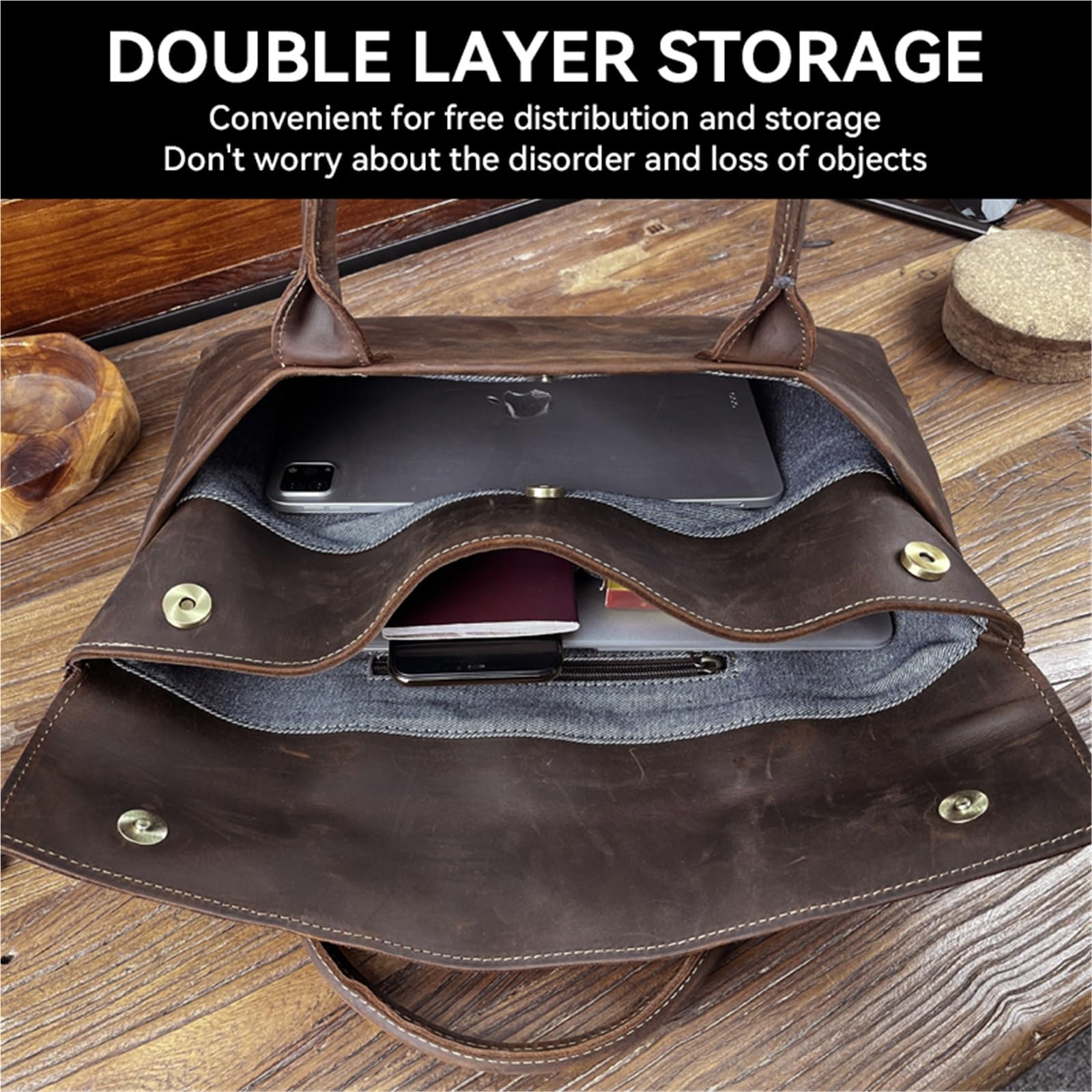 Retro Men's Briefcase Leather Handbag Business Tablet Bag Slim Clutch For 16-Inch Laptop