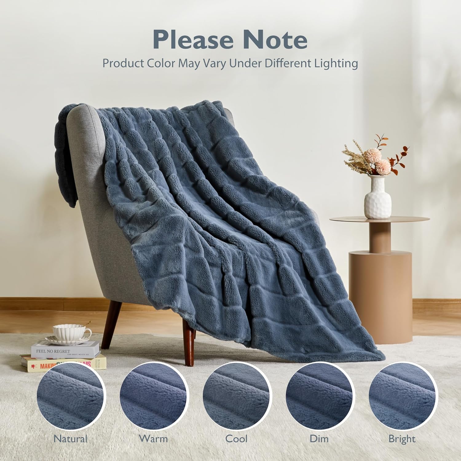 ALPHA HOME Luxury Faux Rabbit Fur Throw Blanket for Couch Bed, Cozy Gifts for Women Christmas, Ideal for Home Decor and Chilly Nights - Image 6