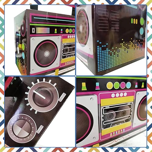 Miniatura 7 de Cajas de recuerdos de boom novedosas, caja temática de los años 80, decoración retro de los años 80, suministros de fiesta de hip hop, centros de