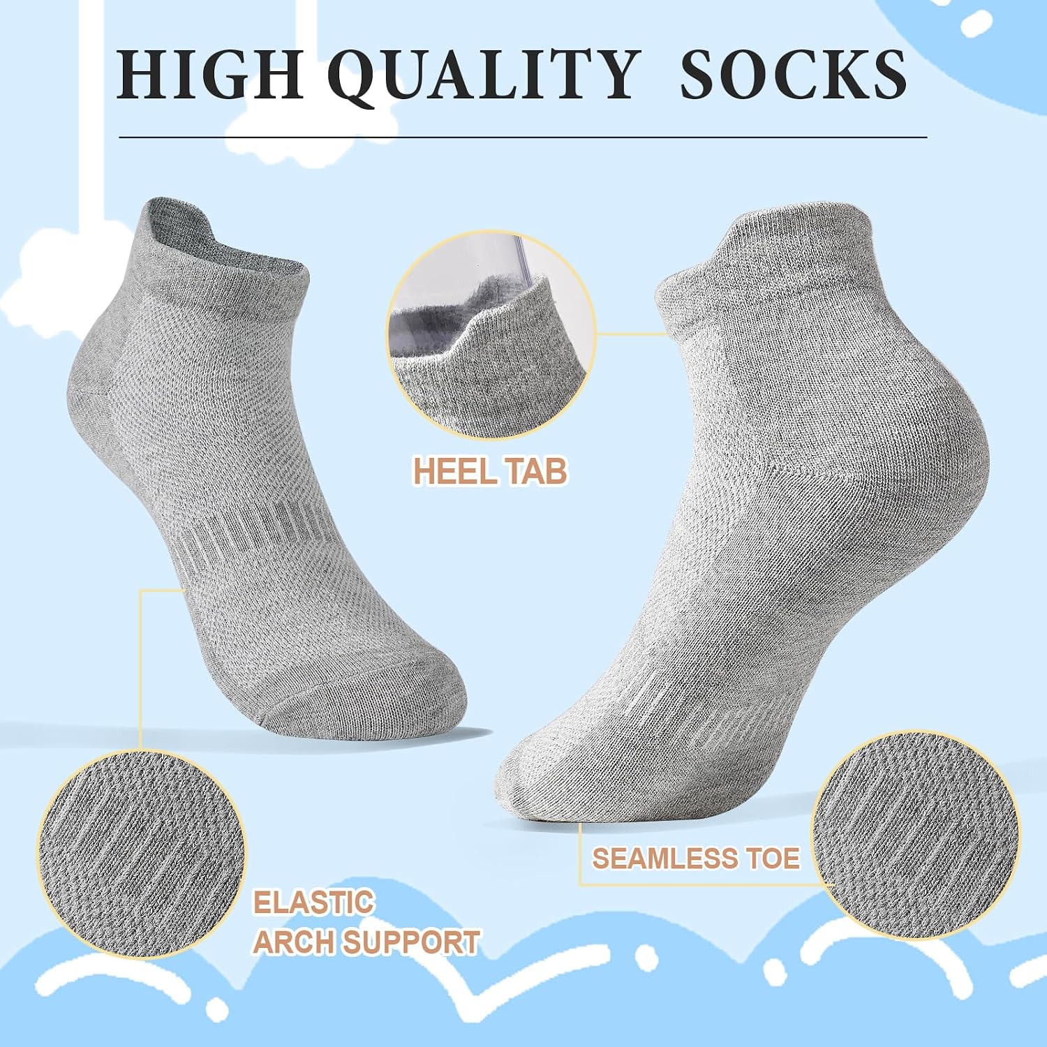20 Pairs Ankle Athletic Running Socks Low Cut Sports Tab Socks for Boys and Girls