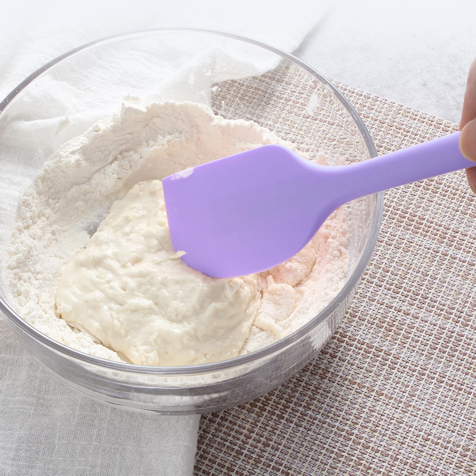 Spatola in gomma viola per uso cucina, spatole in silicone da 27 cm, per cucinare resistenti al calore, piccola spatola da cucina flessibile per pentole antiaderenti da cucina, senza cuciture e