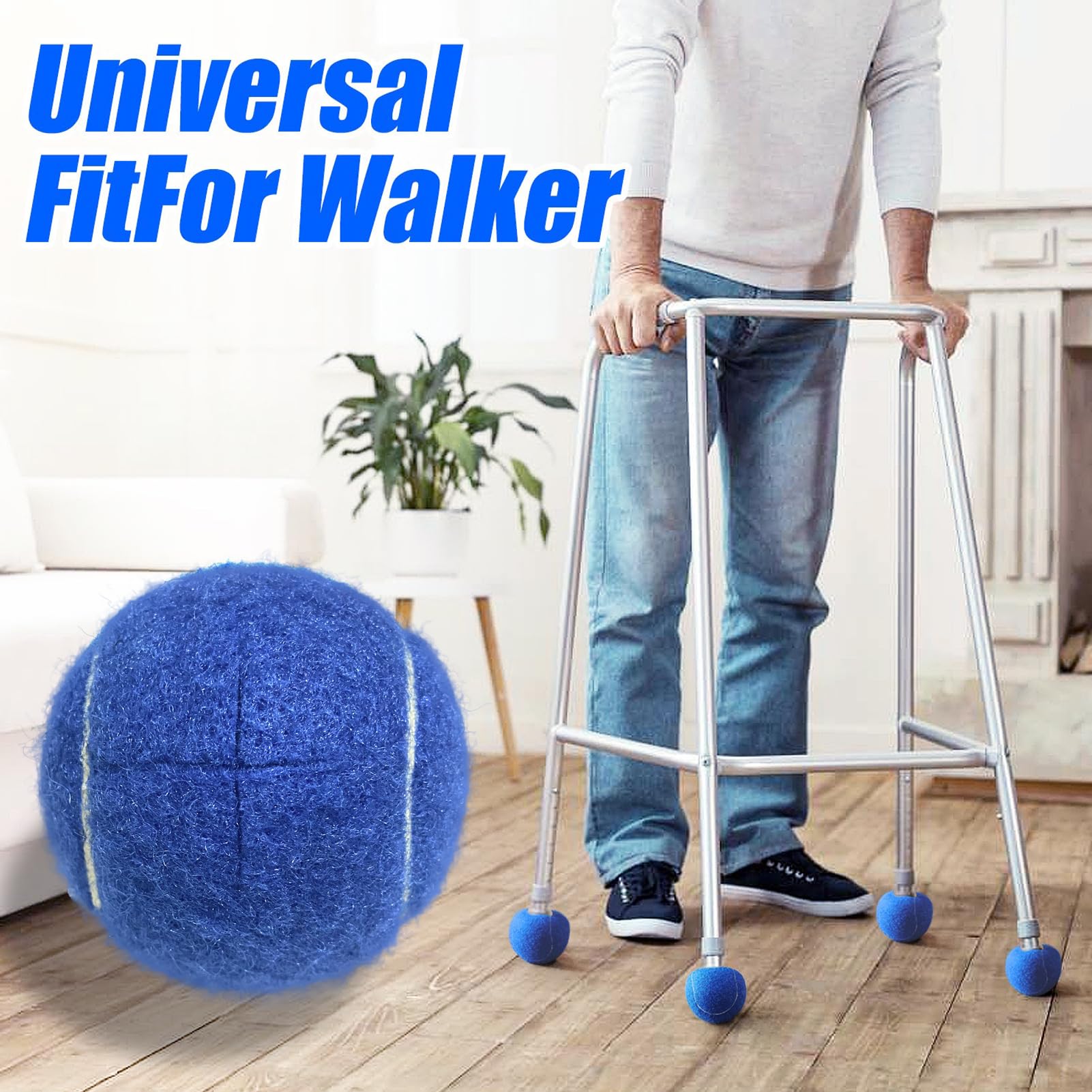 Tennis Balls for Walkers, Pre Cut Walker Glide Balls for Chairs, Desks, Furniture Legs and Floor Protection, Heavy Duty Long Lasting Felt Pad Glide Coverings - 4PCS Gray