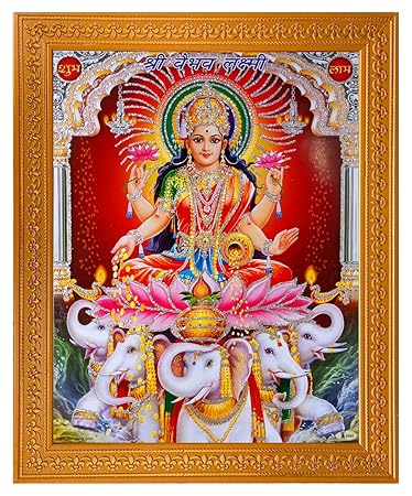 Shree Handicraft Poster of Lord Vaibhav Laxmi Photo Frame for Home Deco (32 cm x 26 cm x 1.5 cm,Acrylic Sheet Used)