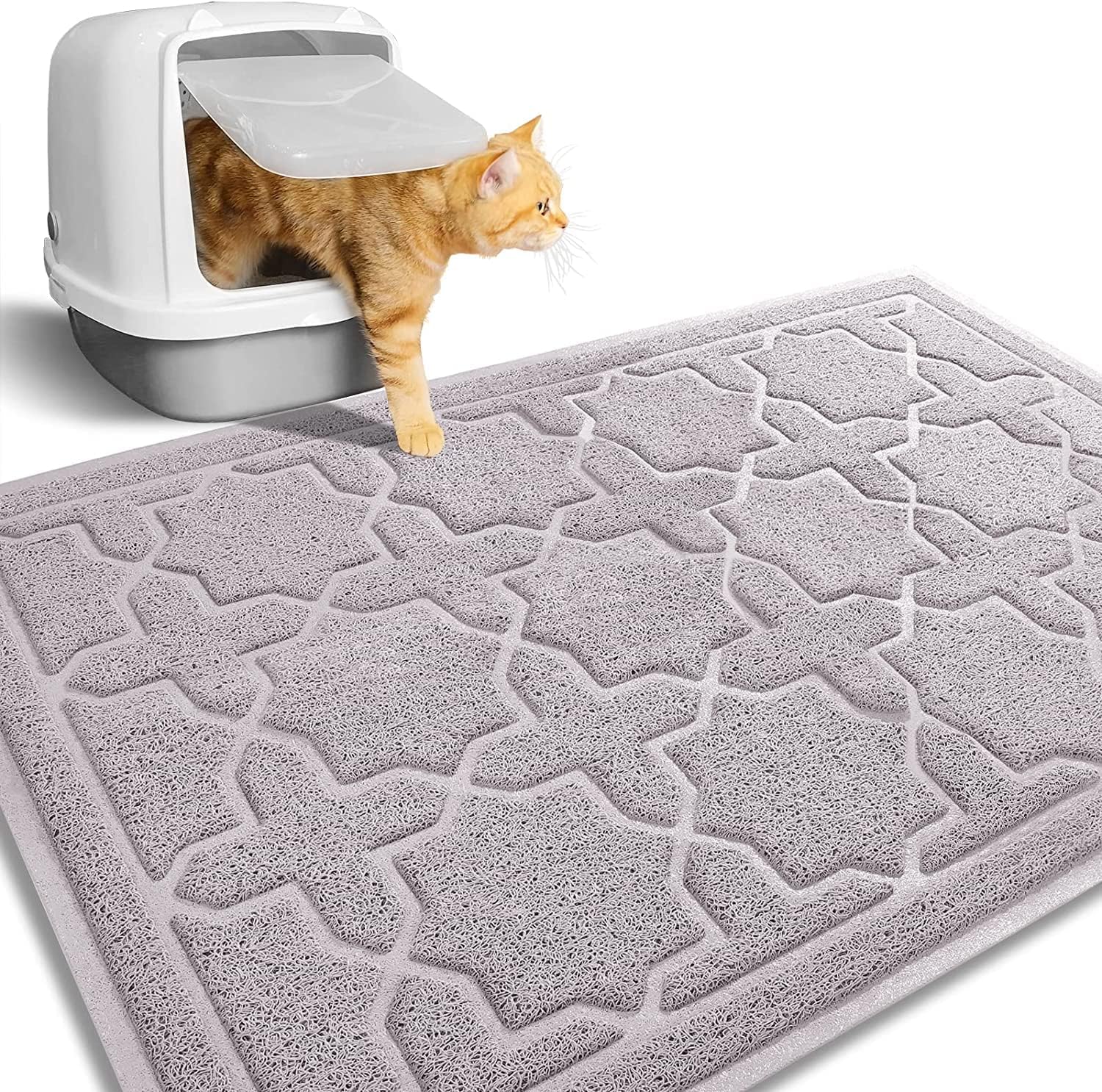 Yimobra Cat Litter Mat, 35.4"x23.6" Litter Box Mat with Litter Lock Mesh, Soft Durable Cat Litter Mat Litter Trapping Mat, Easy to Clean, Non-Slip, Water Resistant, Litter Free Floors,Coffe