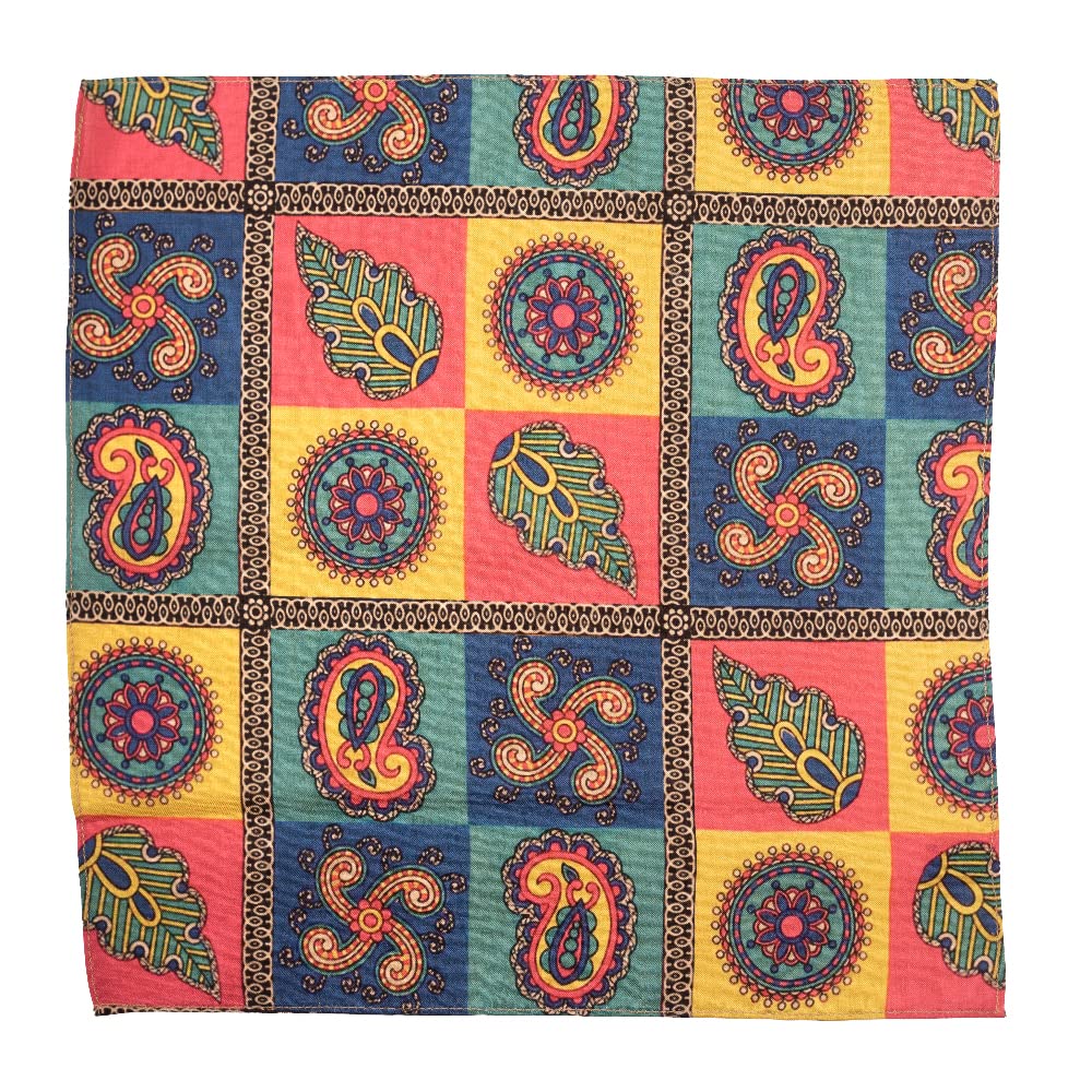 the tie hub Indian Print Silk and Cotton Pocket Square For Men-picture-55
