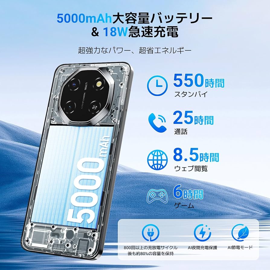 Android スマホ ブラック 12GB+128GB+2TB拡張 大容量 Amazon | Blackview Shark6 SIMフリー スマホ 5G対応 Android 15