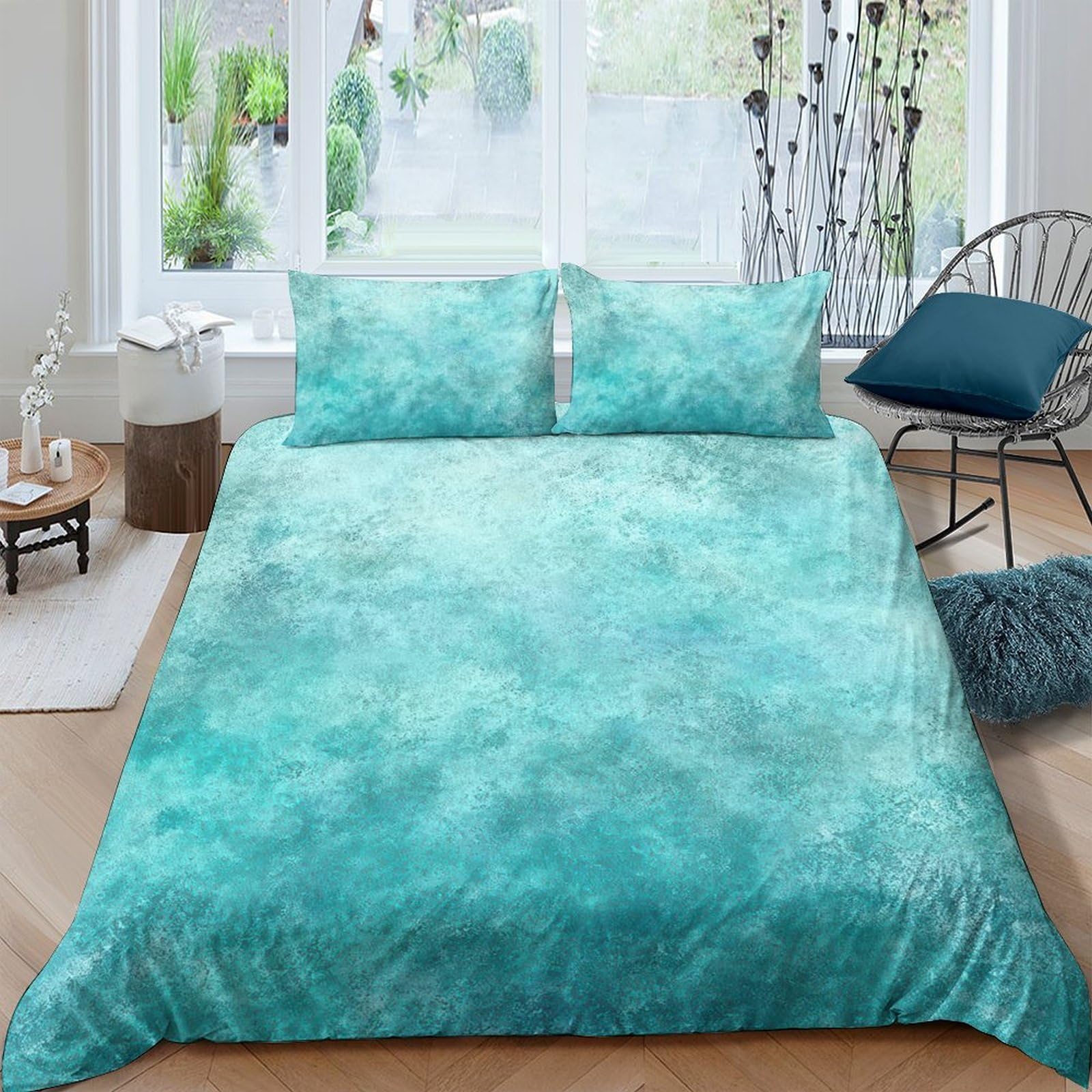 Ctjqhvkz Style-5 3D Printed Ocean Blue Watercolor Fitted Sheet Microfiber Soft Mattress Cover For Bedroom Guest Room Home Decor Single（135X200cm）