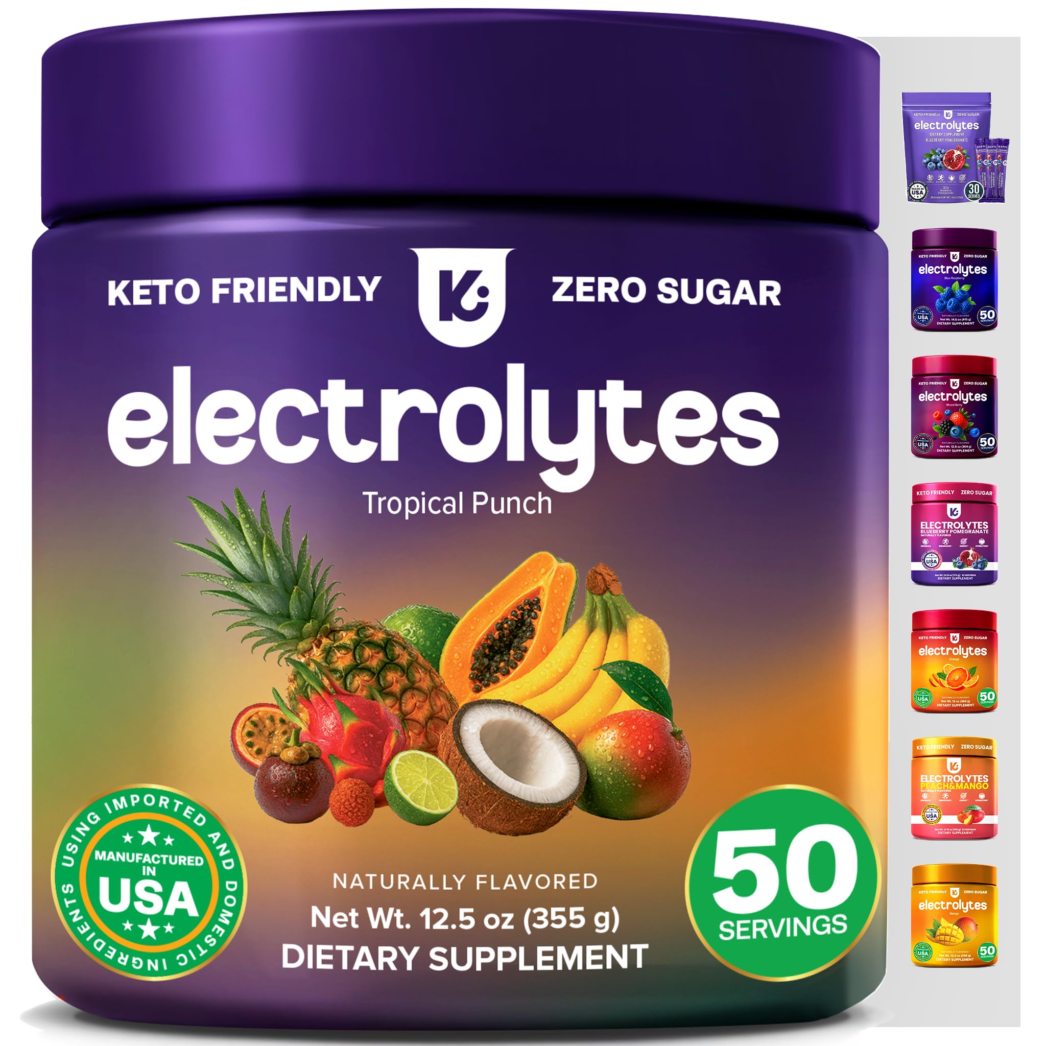Keppi Electrolytes Powder – Blueberry Pomegranate Flavor 50 Servings – No Sugar Hydration Supplement with Potassium, Magnesium, Sodium – Keto, Vegan, Fasting-Friendly, Zero Calorie Electrolyte Drink — Amazon image 8
