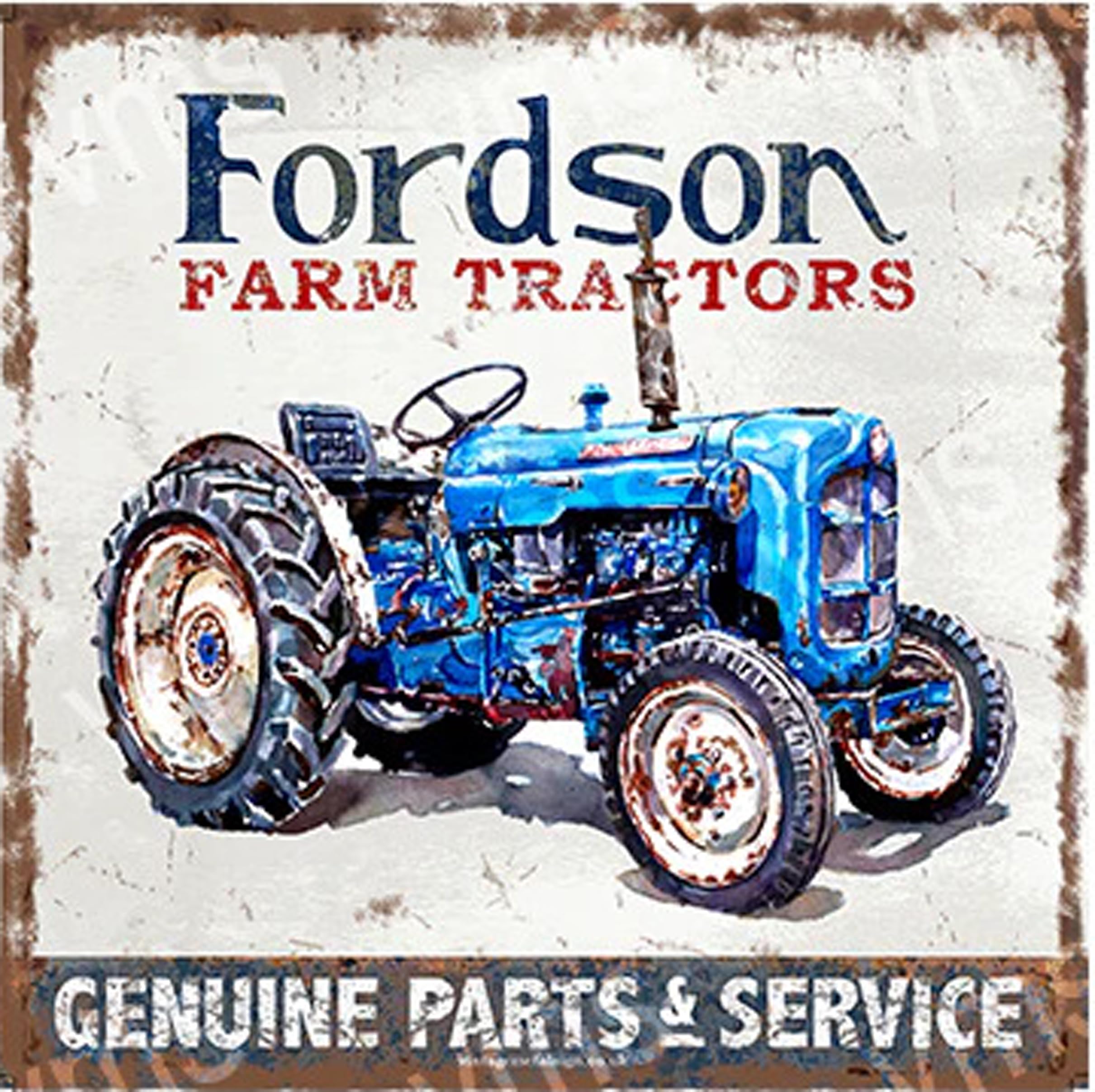 Fordson Tractor - Vintage Farm Retro Advertising Wall Tin Plaque Large Square 20x20cm Pub Shed Bar Man Cave Home Bedroom Office Kitchen Gift Metal Sign Plaque