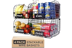 4-Pack Stackable Wire Baskets for Enhanced Organization