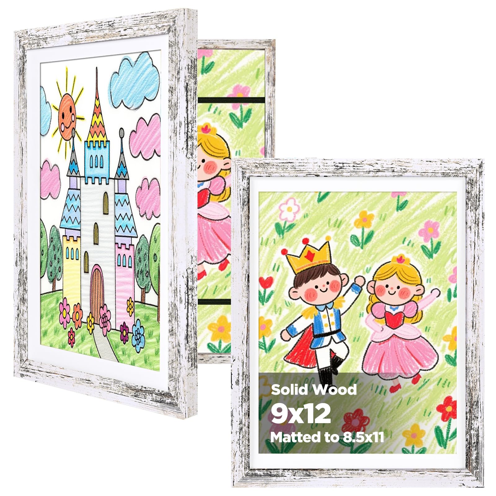 Amazon.com: KINLINK 9x12 Kids Art Frame 2 Pack, Solid Wood Artwork