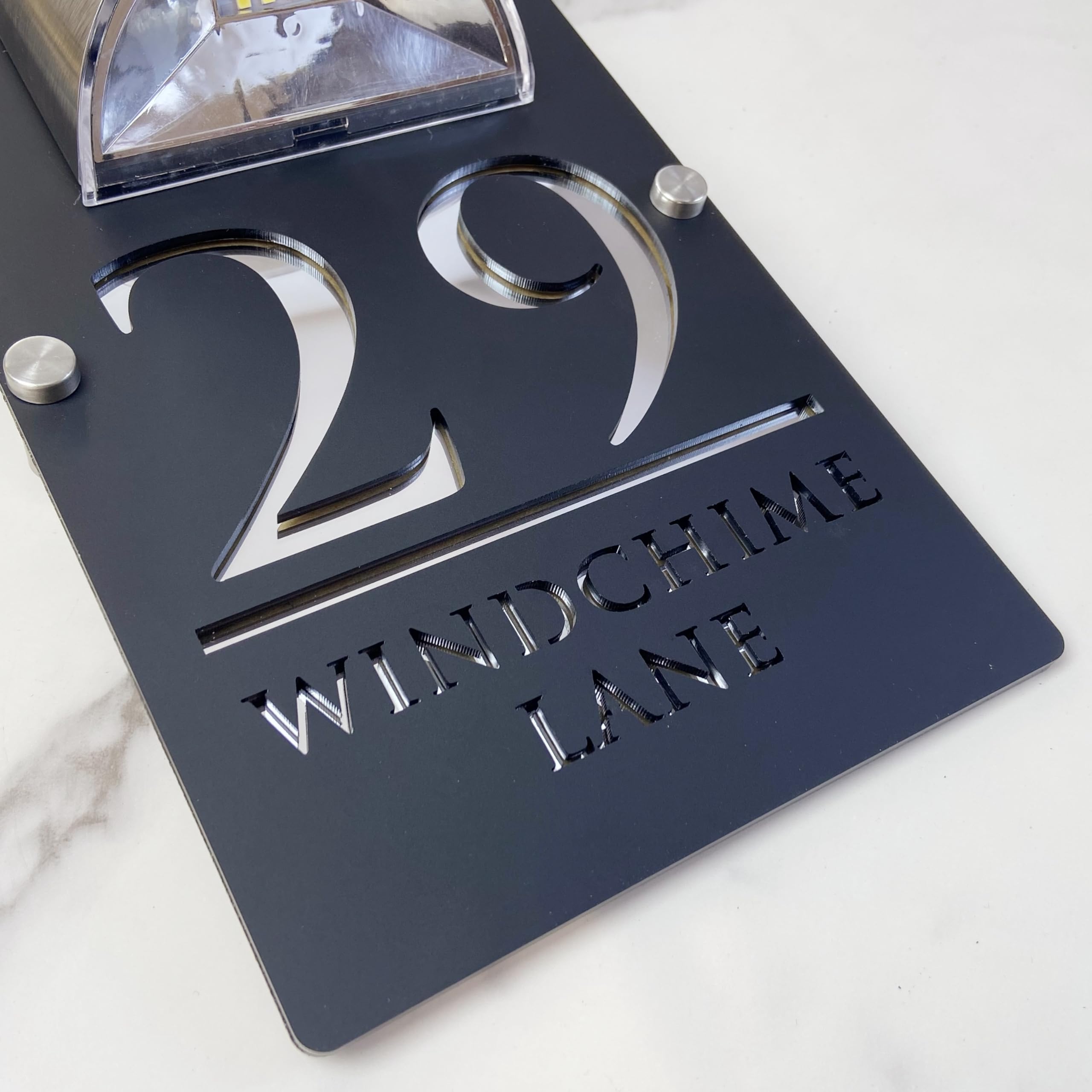 Letrero LED personalizado para número de puerta con energía solar, placa de dirección 3D moderna cortada con láser, letrero de dirección exterior impermeable