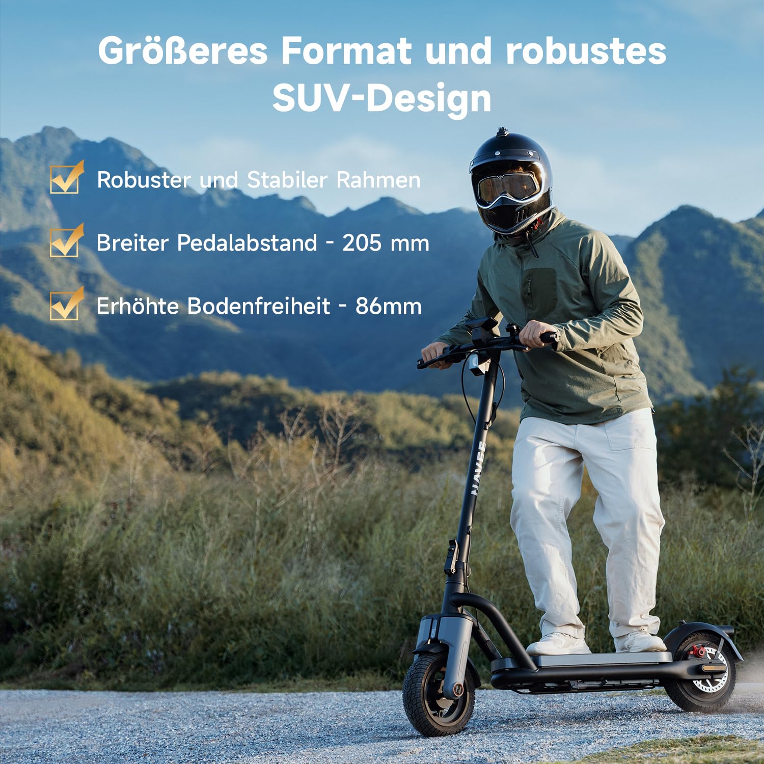 NAVEE N65i Serie, e Scooter mit Straßenzulassung, Scooter Electric ABE, 10 Zoll, max. 65-70 km | Vierfach-Federung | Klappbar mit IPX5 & TÜV-Zulassung Elektroscooter Elektroroller für Erwachsene