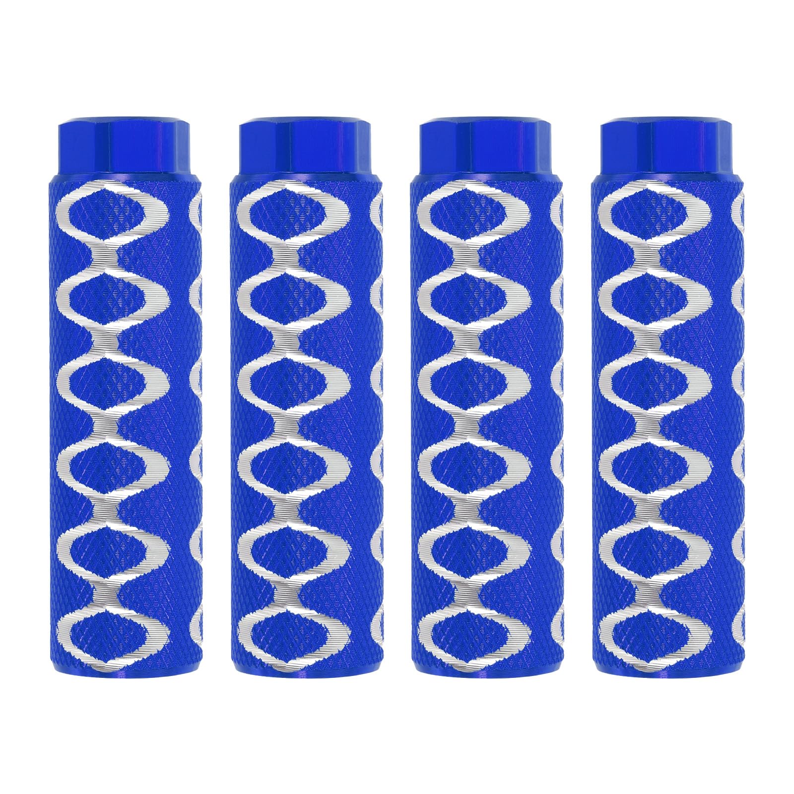 PATIKIL Bike Pegs Fit 3/8 Inch Axles, 4 Pack Aluminum Alloy Anti-Skid Lead Foot Bicycle Peg Back Seat Stands with Circle for BMX Mountain Dirt Bike Cycling Rear Stunt Pegs, Blue
