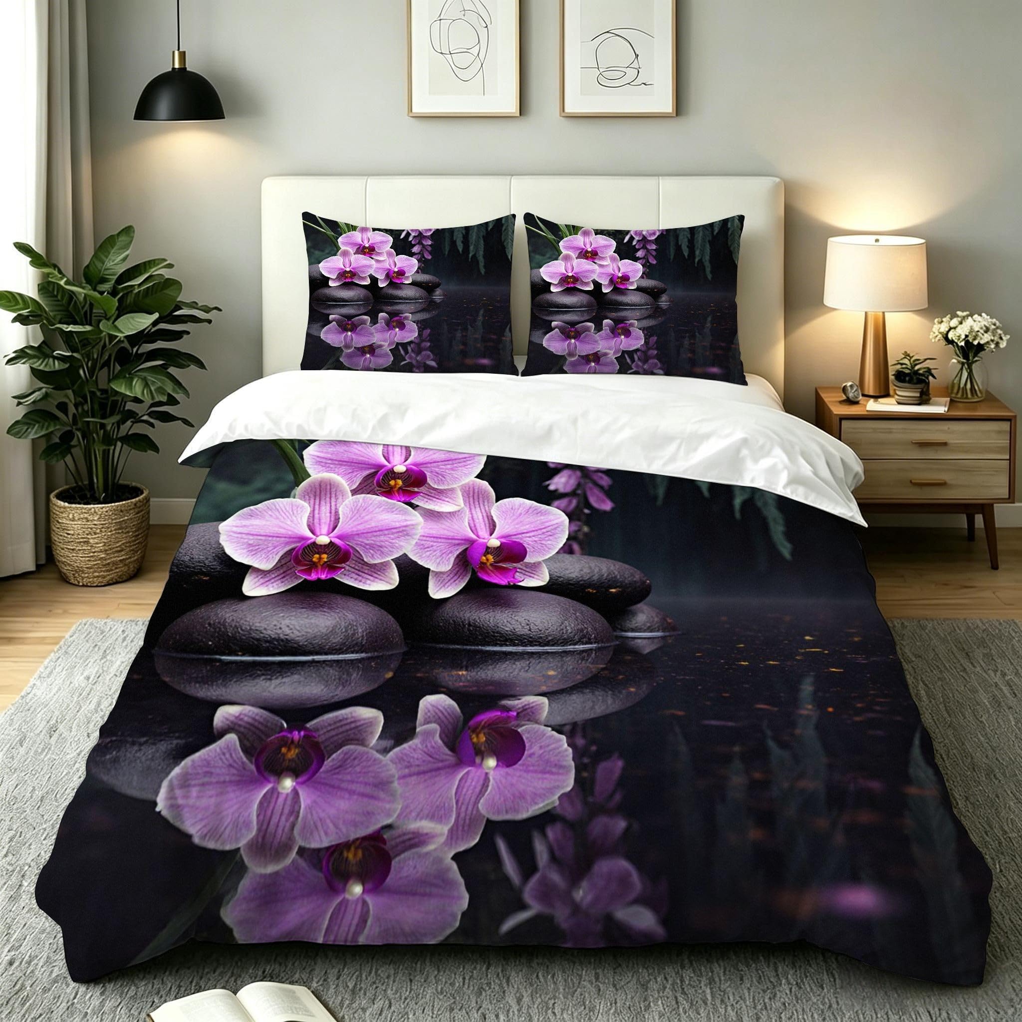 Housse de Couette 240x260 Étang Gris pour Chambre Adulte Cosy et Moderne