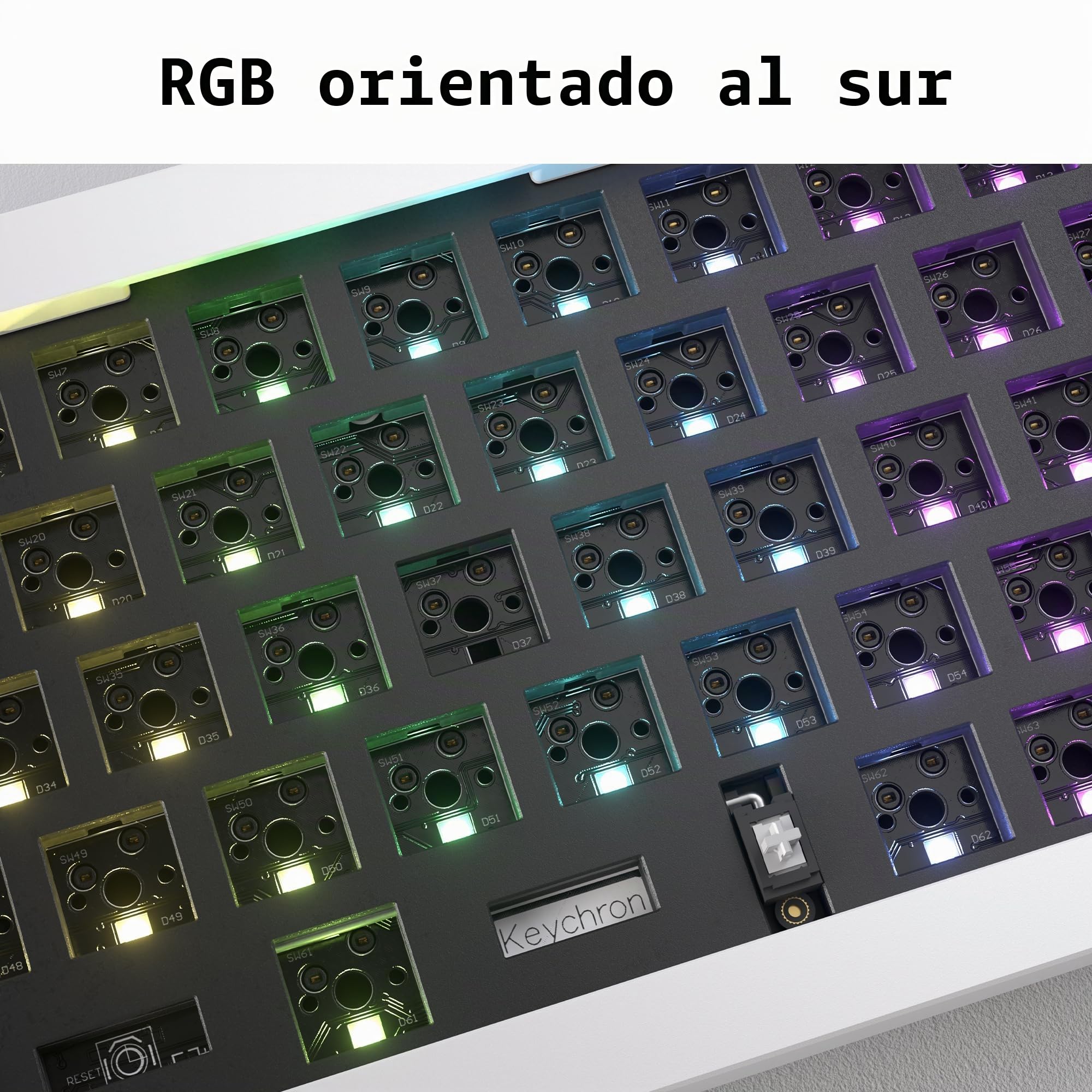 Keychron Q14 Pro Kit de Teclado Mecánico Alice 96% ISO, Cuerpo de Aluminio CNC, Programable QMK, RGB, Bluetooth 5.1, Kit de Juegos Barebone, para Interruptores de 3/5 Pines, Mac y Windows - Blanco
