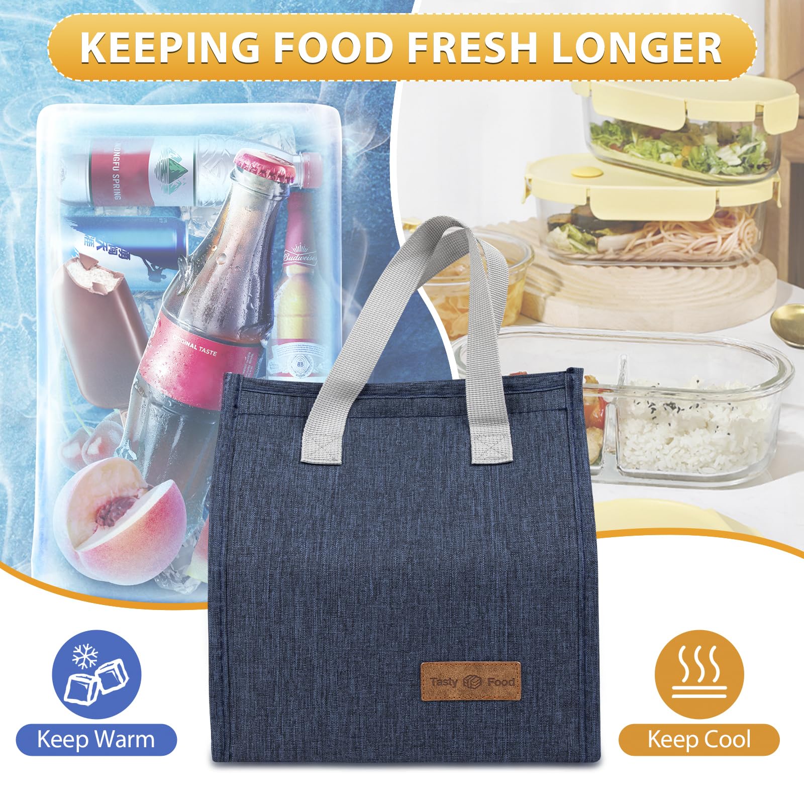 VZZNN Lunchtaschen, isoliert Warmhaltebehälter, wiederverwendbar, aus Aluminium, für Damen und Herren, auslaufsicher, große Lunchbox für Büro, Arbeit, Strand oder Reisen, mehrfarbig, 24 Stück