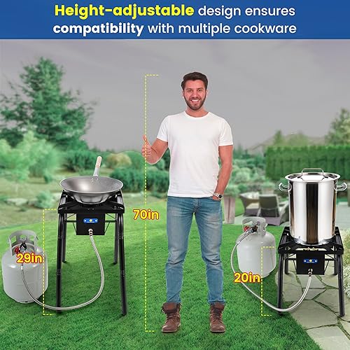 Miniatura 4 de ARC - Quemador de propano de 220,000 BTU para cocinar al aire libre con quemador de chorro, estufa de propano de un solo quemador, quemador de gas