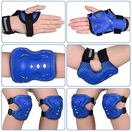 Kids/Youth Knee Pad Elbow Pads Guards Protective Gear Set for Roller Skates Cycling BMX Bike Skateboard Inline Skatings Scooter Riding Sports (BLUE, Medium(9-15 years))