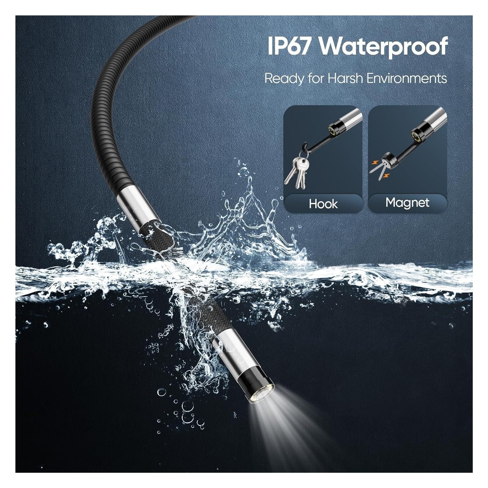 Kamera inspekcyjna, Przemysłowa kamera endoskopowa HD 4,3-calowy ekran IPS IP67 Wodoodporne kamery do inspekcji rur o mocy 200 W(3.9mm-4.3inch)