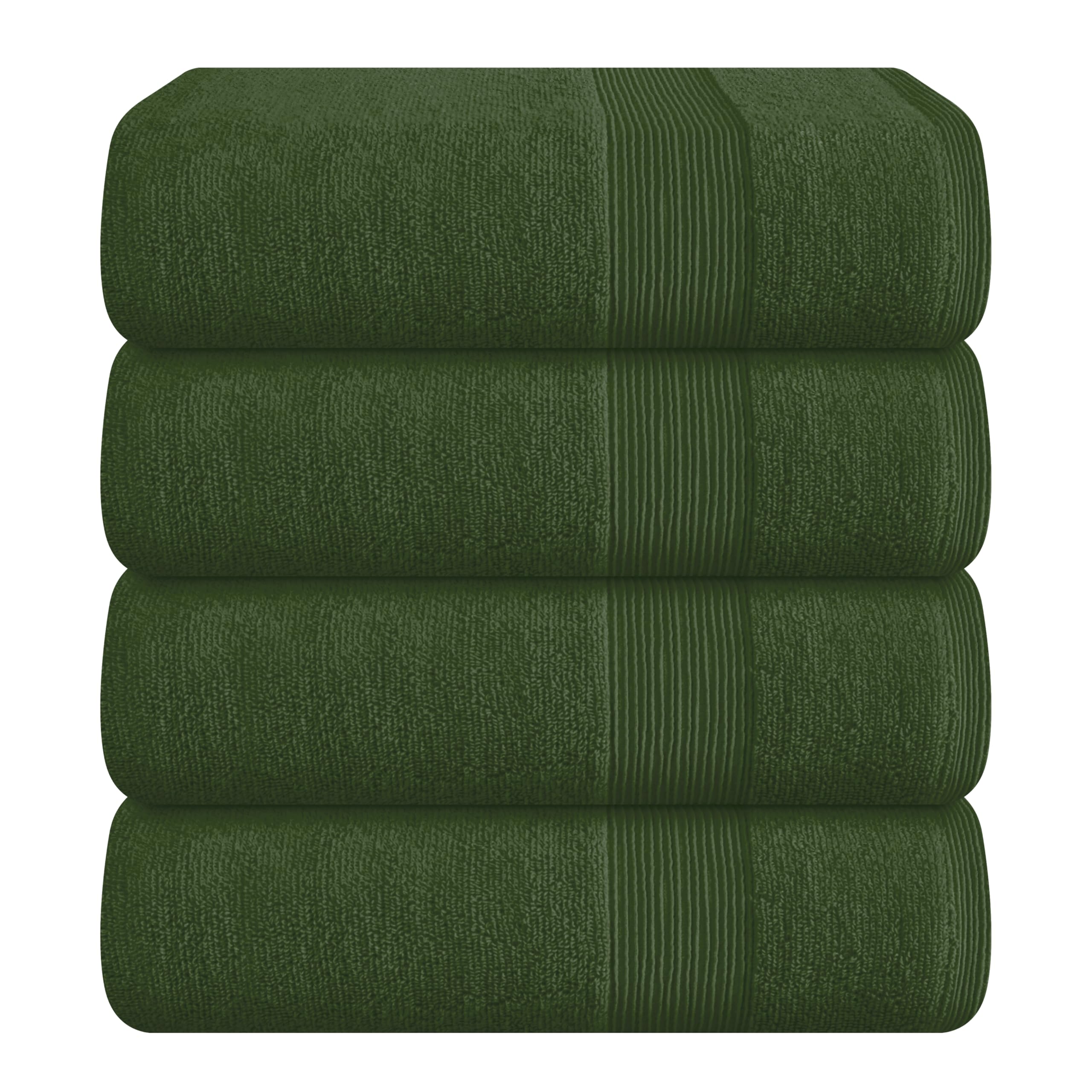 Elvana Home 4 Pack Bath Towel Set 27x54, 100% Ring Spun Cotton, Ultra Soft Highly Absorbent Machine Washable Hotel Spa Quality Bath Towels for Bathroom, 4 Bath Towels Olive Green