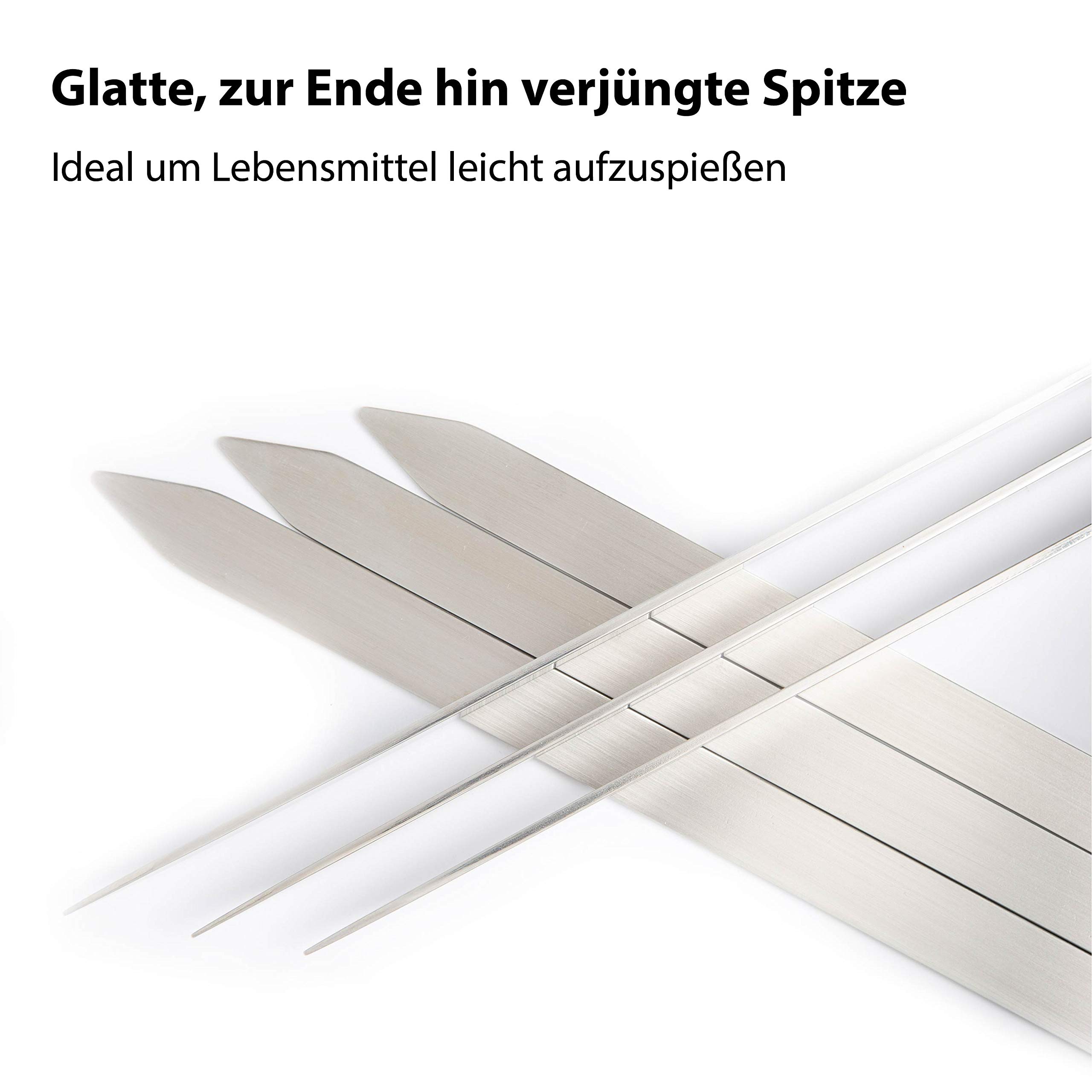 JMA® Spiedini da barbecue Noble (6 pezzi) in acciaio inox - ideale per l'uomo - Spiedini extra lunghi per il barbecue (53 cm) - Manico in legno di faggio - Fatto a mano in Germania
