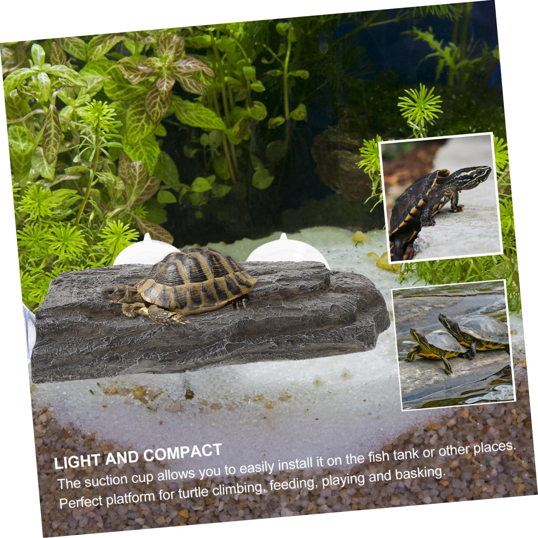 Hohopeti Plataforma para Bañarse para Tortugas con Ventosas Resistentes de Resina para Acuario Elemento Funcional para Reptiles Acuáticos