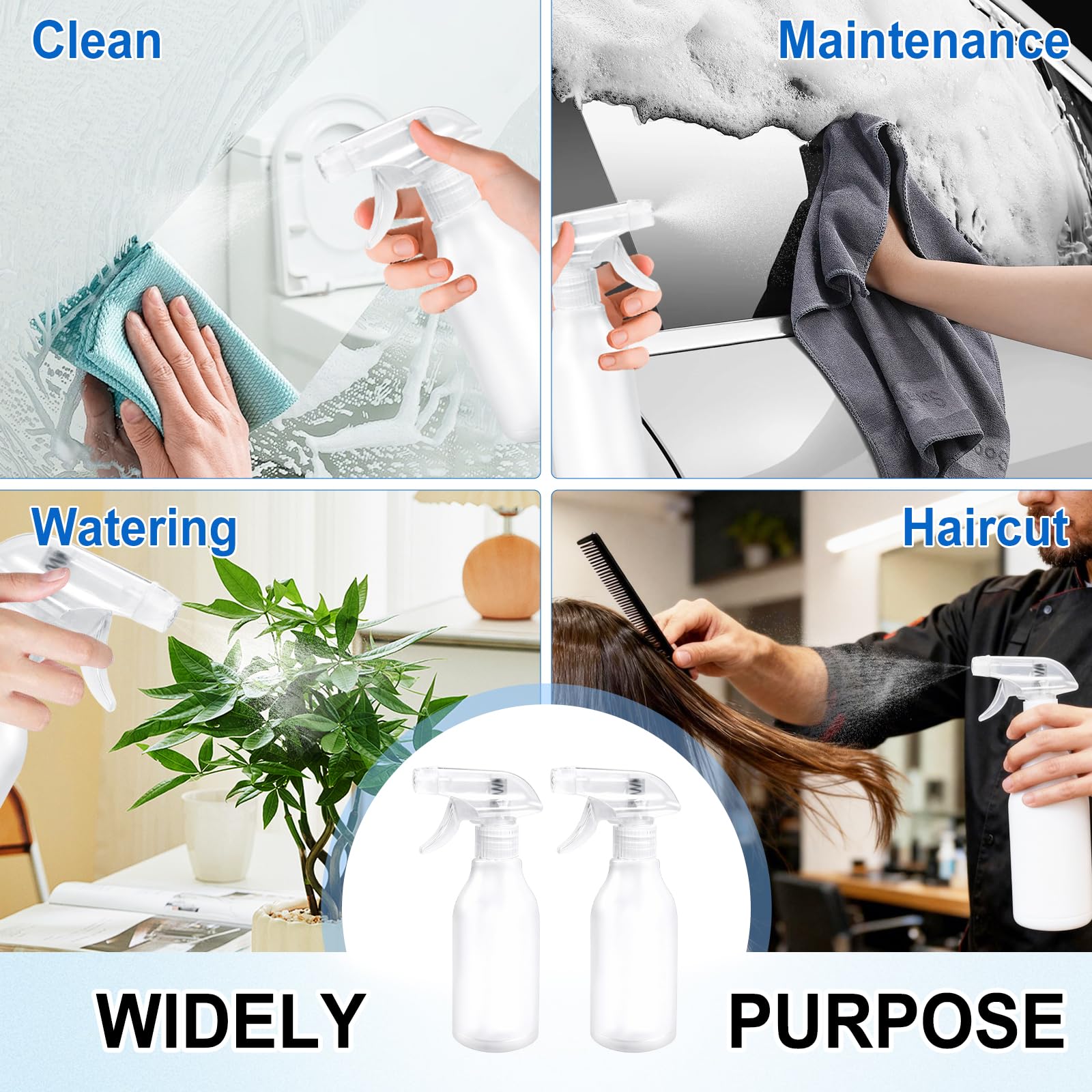 Bote Spray 300ml Pack de 2 Botellas, Pulverizador con Boquilla Regulable para Plantas y Limpieza