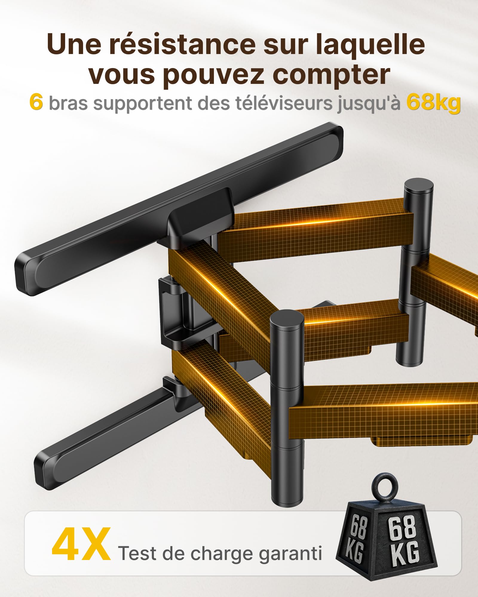 monTEK Support TV Mural 43 à 95",VESA 800x400mm Max,Charge Max 60 kg