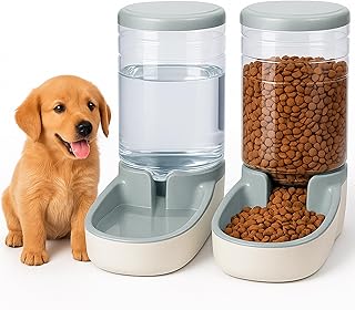 Edipets, Distributeur Croquettes Chat, Chien, Automatique, 2 Unités, 3.8 L, Gamelle à Nourriture et à Eau pour Animaux de Compagnie (Gris)