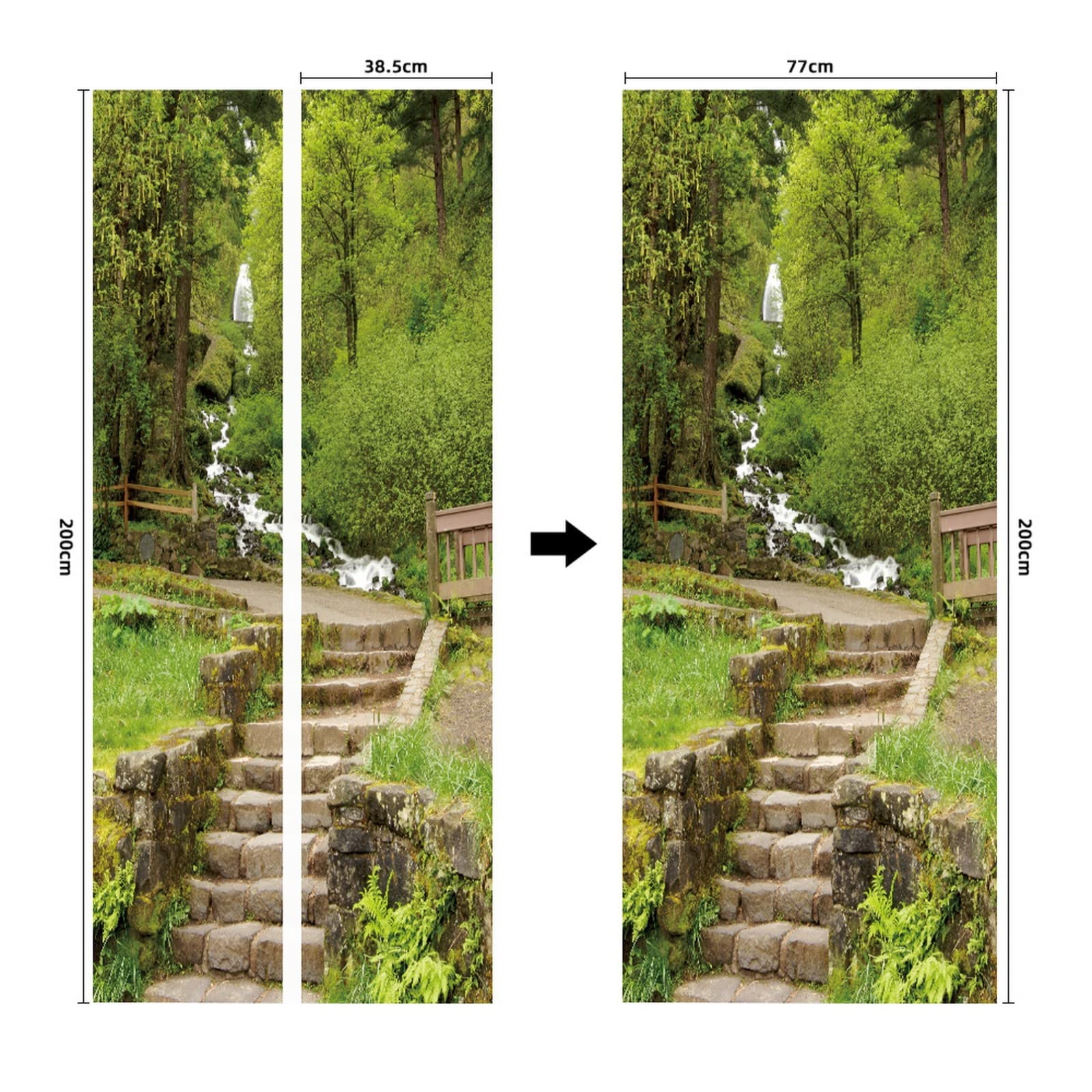 A.Monamour Adesivo Porta Autoadesiva 3D Entrata Alla Cascata Di Wahkeena Nel Columbia River Gorge Oregon Vinile PVC Adesivi per Porte Interne Pellicola Poster Sticker Murale Parete Carta da Parati