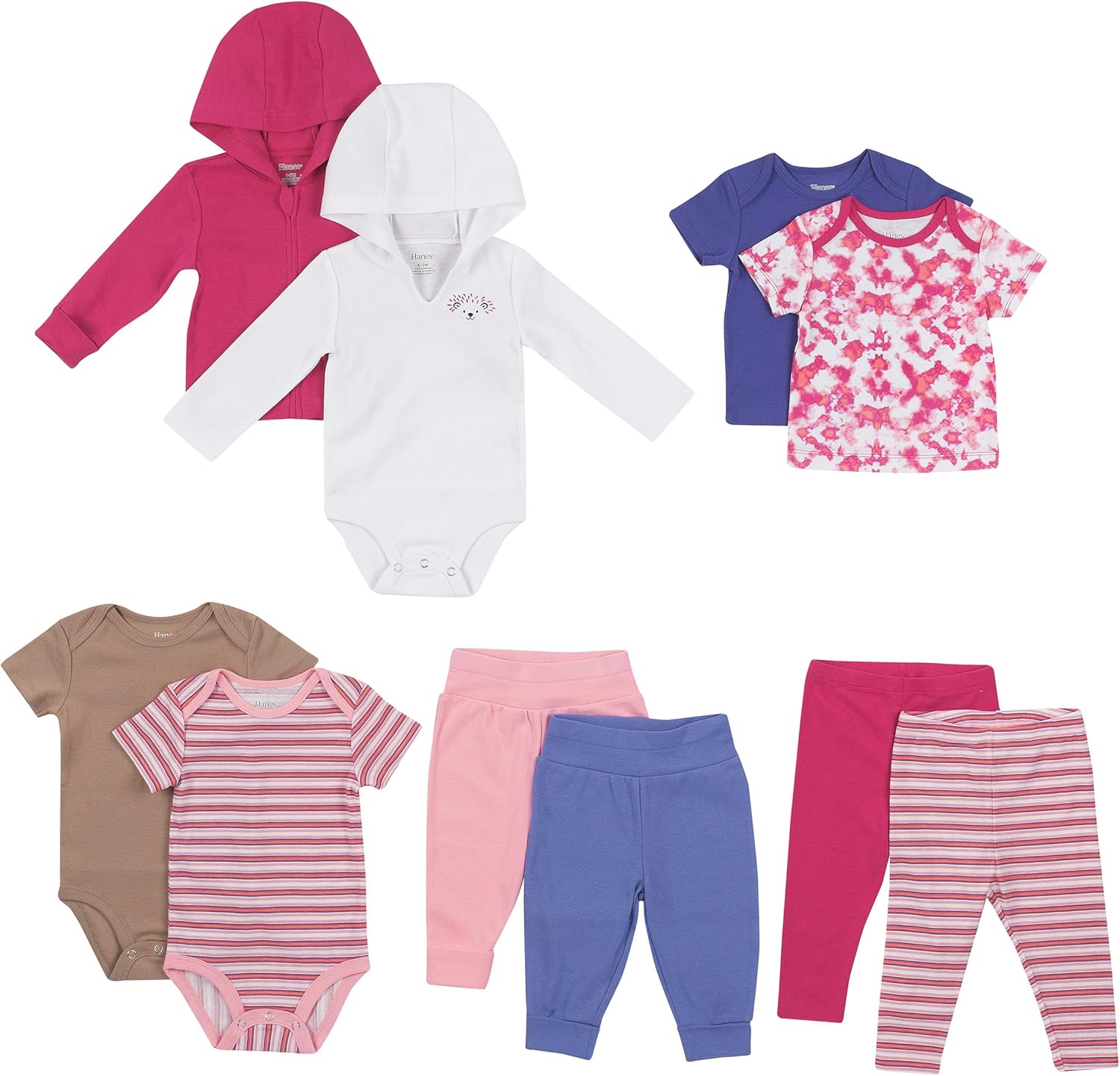 Hanes unisex-baby Clothes, Flexy Warm Weather Wardrobe, Girls & Boys 10-piece Set