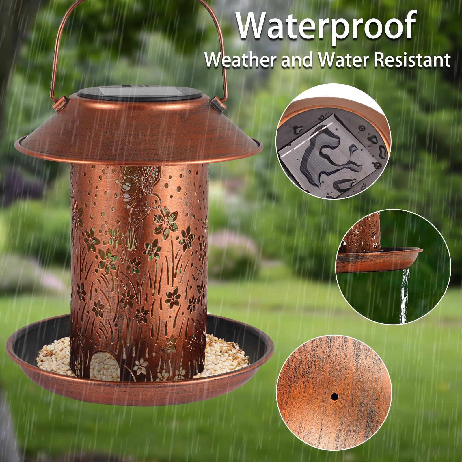Kolibri-Solar-Futterspender Mit Laterne – Wasserdichter Vogelfutterautomat Für Garten & Hof