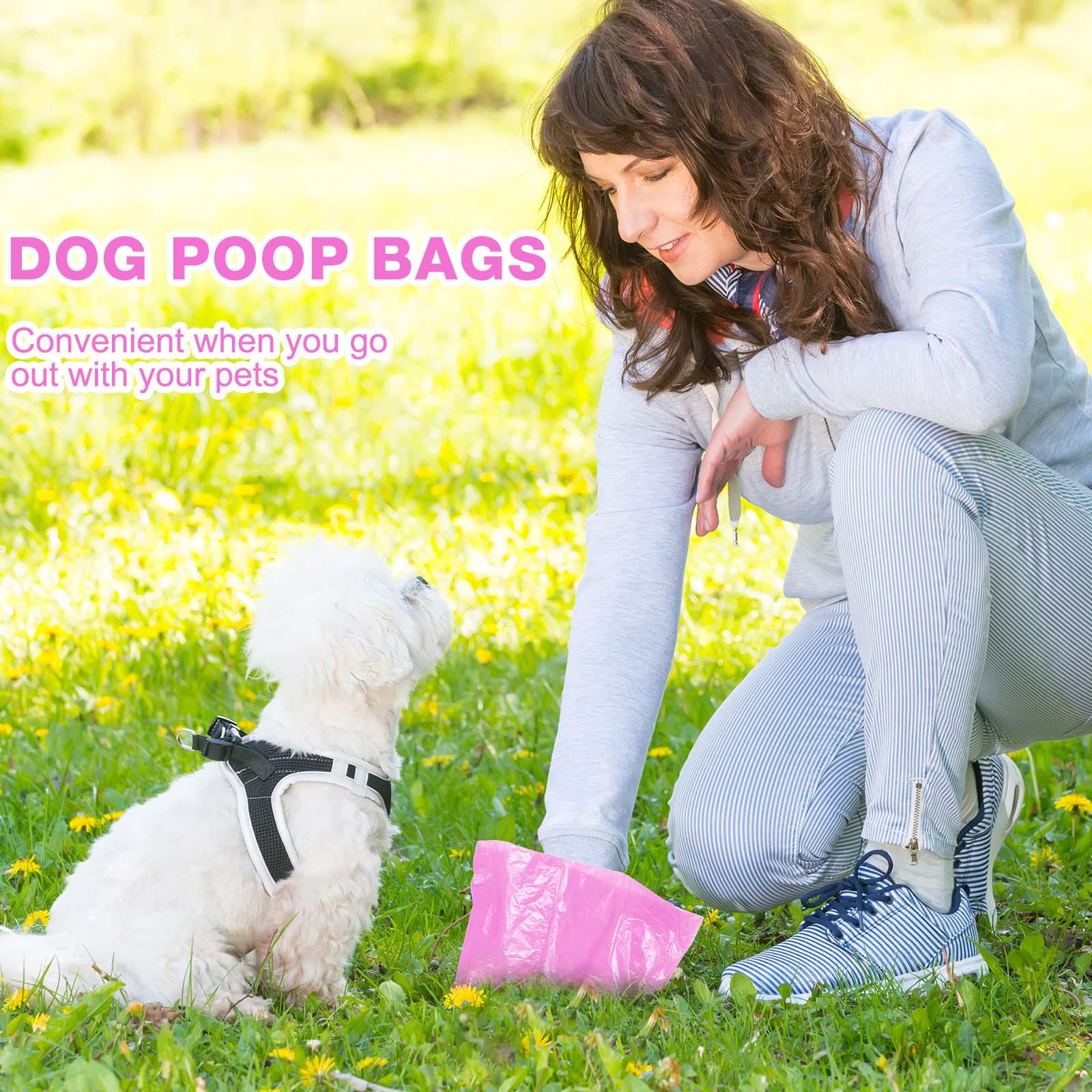Sacchetti per cani da 3000 pezzi, per cani e cani, con 3 sacchetti per cacca, per cani e cani, per la casa, all'aperto, cuccioli, passeggiate e viaggi, 30 x 20 cm (rosa caldo)