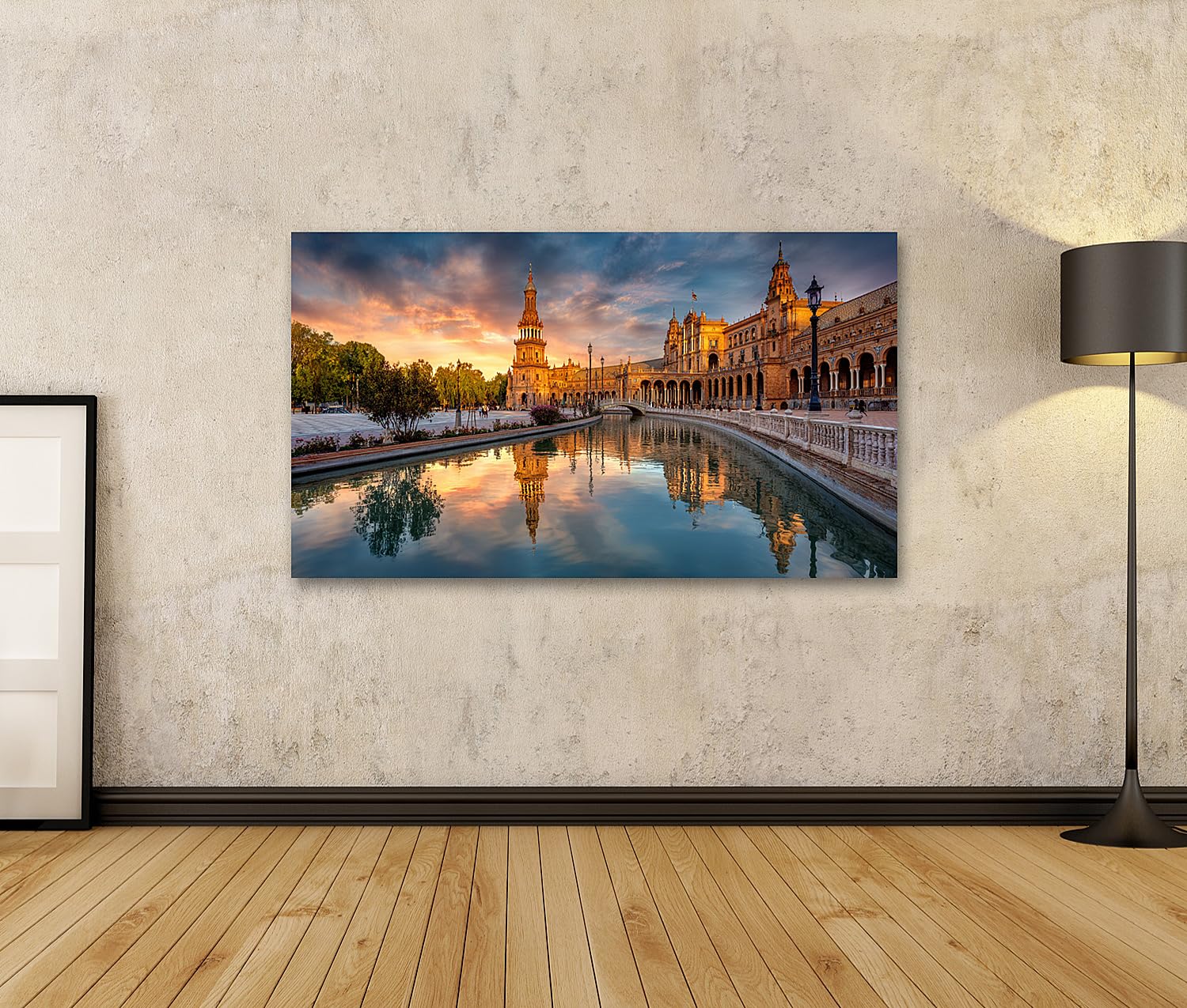 islandburner Cuadro sobre lienzo Plaza de España Sevilla Puesta de Sol - Edición Q8
