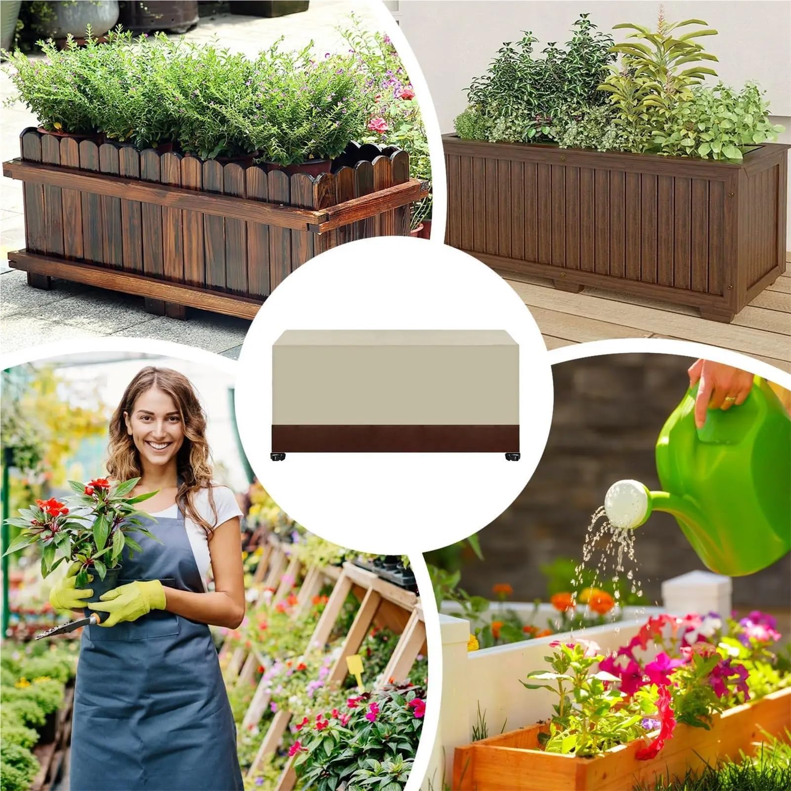 Housse de jardinière surélevée - Protection contre le gel - Pour fleurs de tomates, fraises, myrtilles, légumes, fruits - Beige
