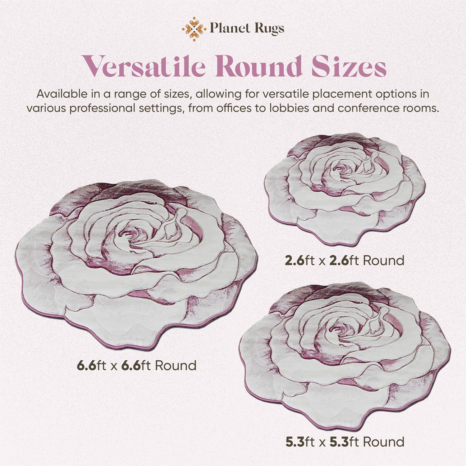 Rose Rug 2ft Round Area Rugs Cute Plush Flower Shaped Rug Circle Girly for Bedroom Floor Living Room Carpet 304 Pink