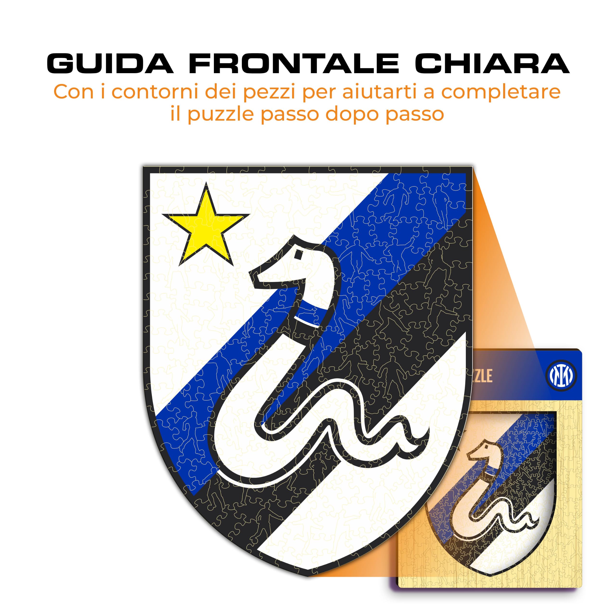 Iconic Puzzles - Inter Retro Logo, Puzzle di Legno con licenza ufficiale, 100% sostenibile, regalo per adulti e bambini, taglia L, 500 Pz