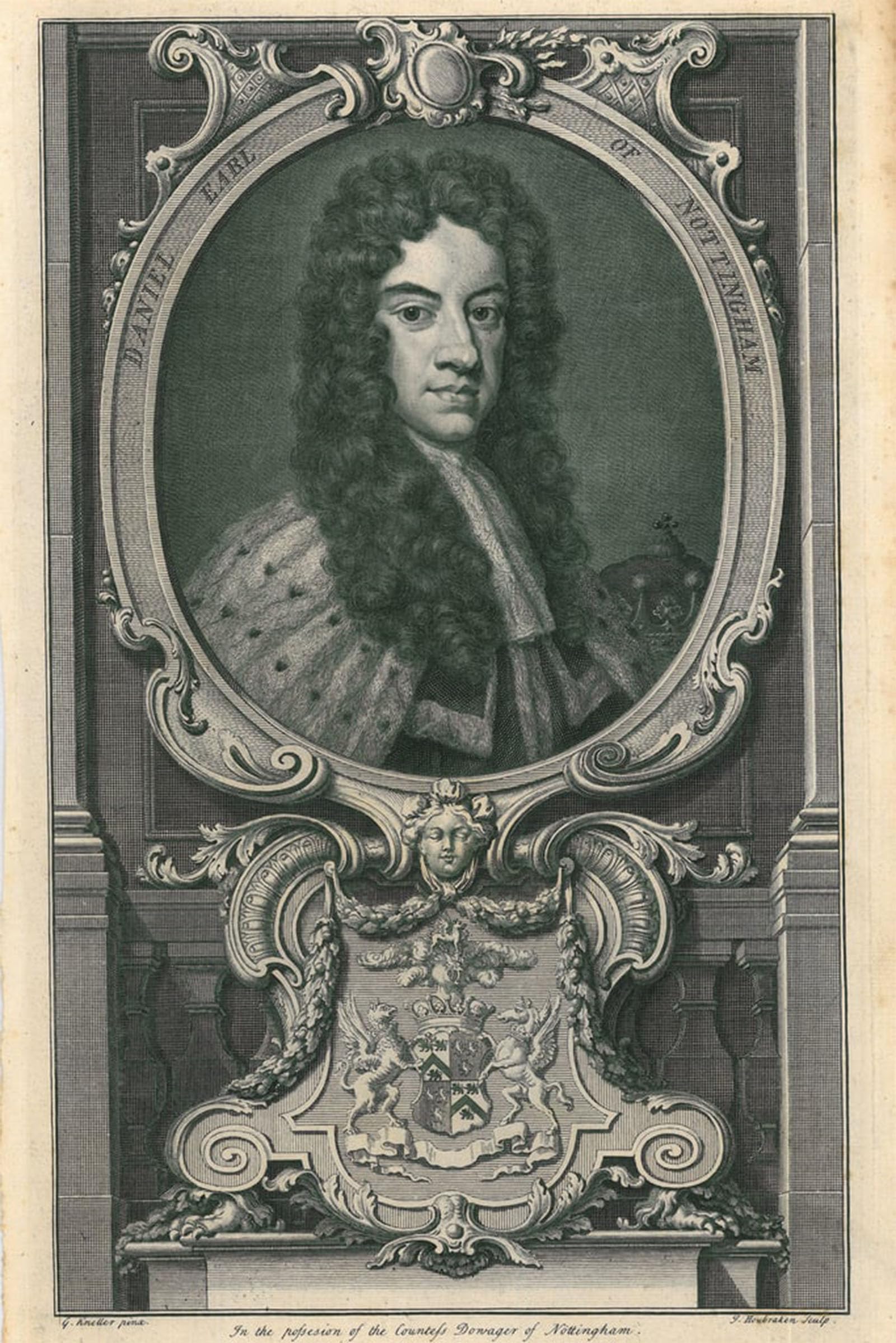 SERENDIPITP Vintage Picture Print on Canvas Wall Art Poster Earl of Nottingham by Jacobus Houbraken Artwork Print Poster for Wall Decor 60x90cm