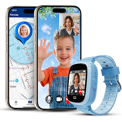 Kids Watch with GPS Tracker, Two-Way Calling, Real-Time Tracking & SOS Alerts - Smart Watch for Kids Call and Text with Geo-Fencing, School Mode, Water-Resistant, Long Battery Life & Parental Controls