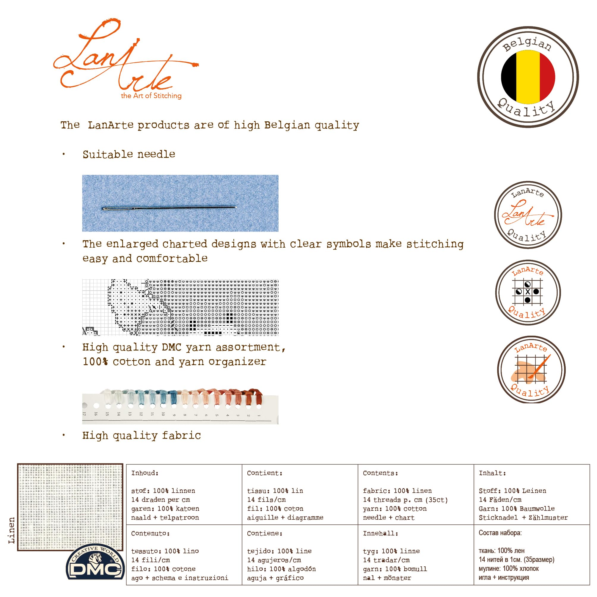 Lanarte Kreuzstich Stickpackungen Gezählter Kreuzstichbilder Set MILCHMÄDCHEN Wanddekoration Handarbeit Set für Erwachsene 36 x 45 cm DIY Deko Bastelset Handwerker Kreative Geschenkset