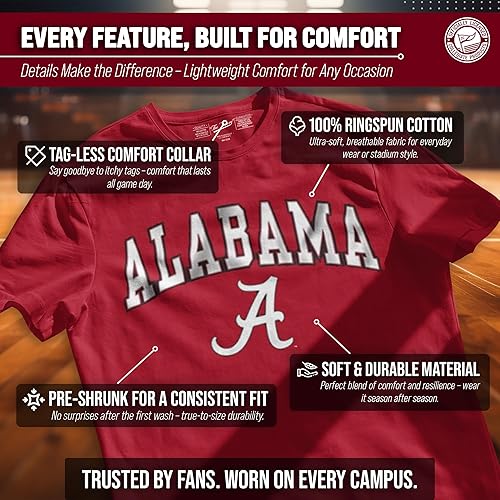 Miniatura 3 de Campus Colors NCAA Gameday - Camiseta de algodón para adultos, calidad premium, estilo semiajustado, producto oficial