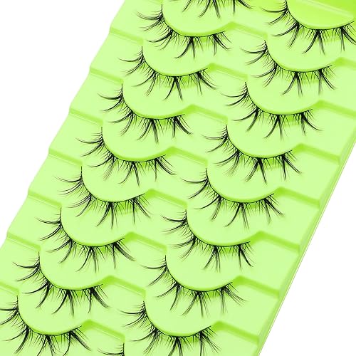 Miniatura 4 de outopen 10 pares de pestañas postizas de aspecto natural, delgadas, esponjosas y naturales (A04, pestañas de manga de 10 a 0.472 in)