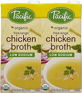 Pacific Natural Foods Organic Chicken Broth, Low Sodium, 32 oz, 2 pk