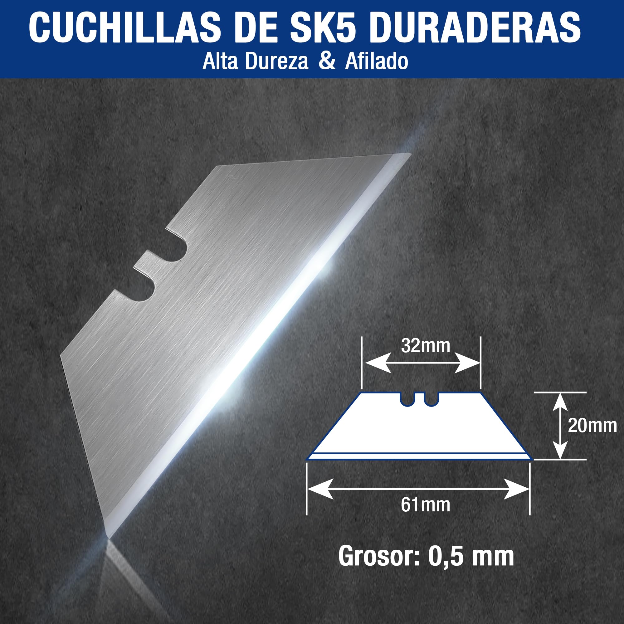 WORKPRO Cuchillas de Recambio 100-piezas, Hojas para Cuter Profesional, Repuestos de SK5 Acero Inoxidable, Cuchillas para Cúter Cortador Cuchillo