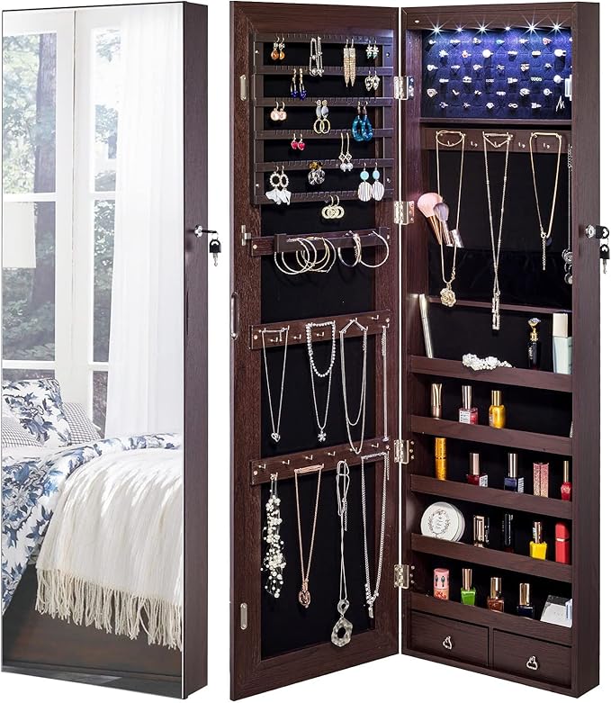 YOKUKINA Jewelry Mirror Armoire Large Storage