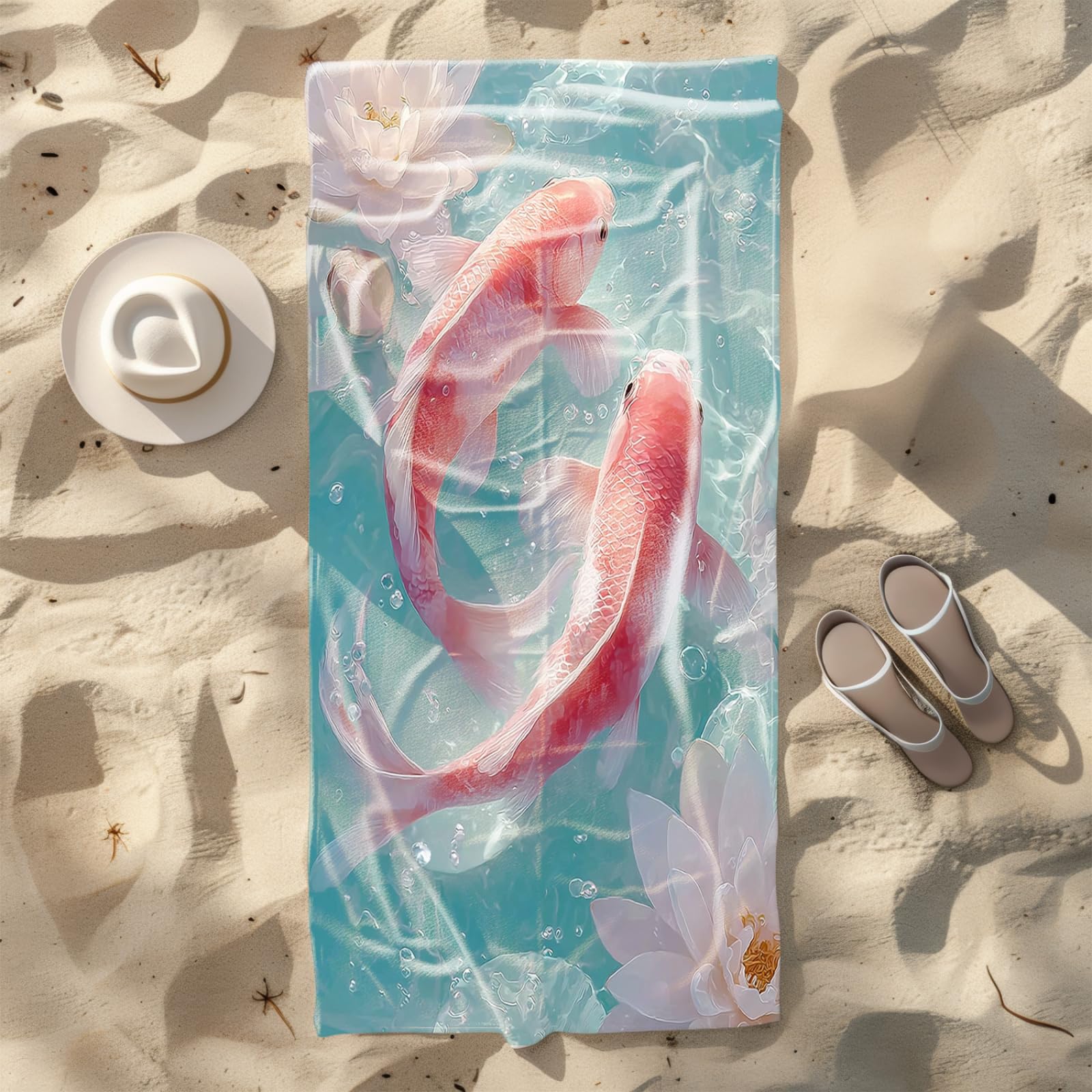 Générique Serviette Microfibre Plage Poisson Rose