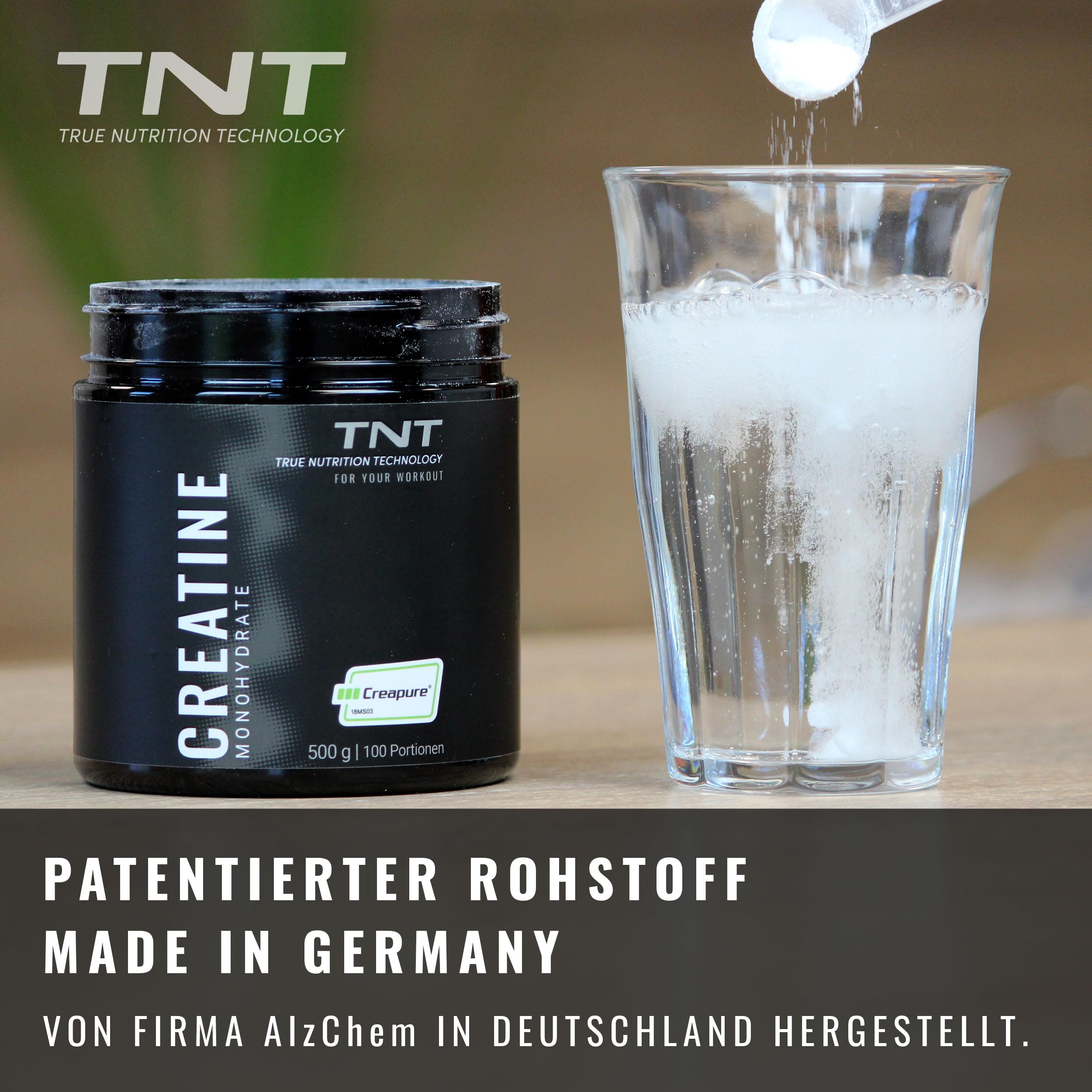 TNT Creatin Monohydrat (1000g) • Reines Creapure® • Veganes Kreatin Pulver • Creatine Monohydrate ohne Zusätze • Ultrafein & perfekt löslich • Mikronisiertes Kreatin